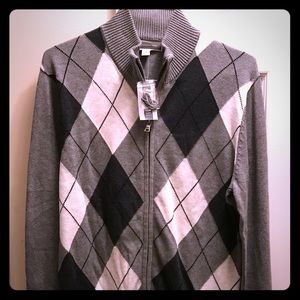 Men’s Argyle Zip up Sweater
